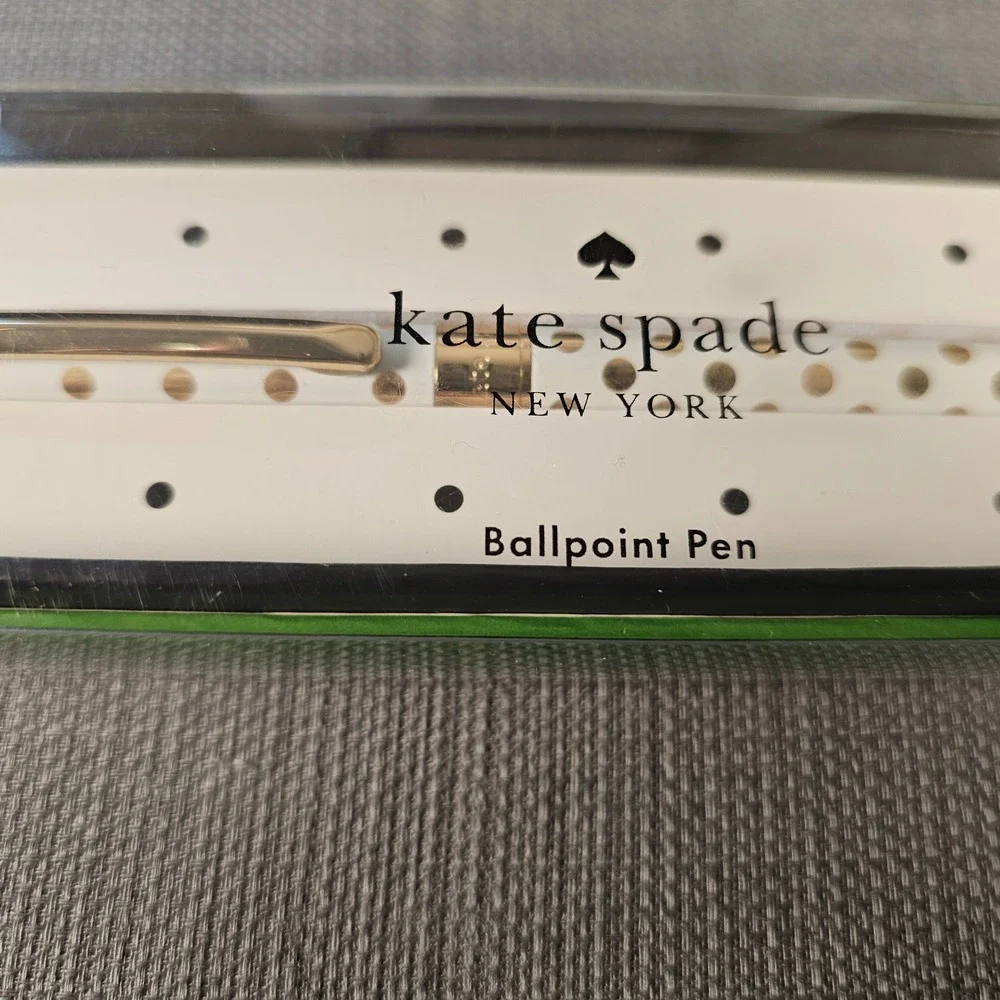 Kate Spade New York Gold Polka Dot Ballpoint Pen White Gold Boxed SKU 256431